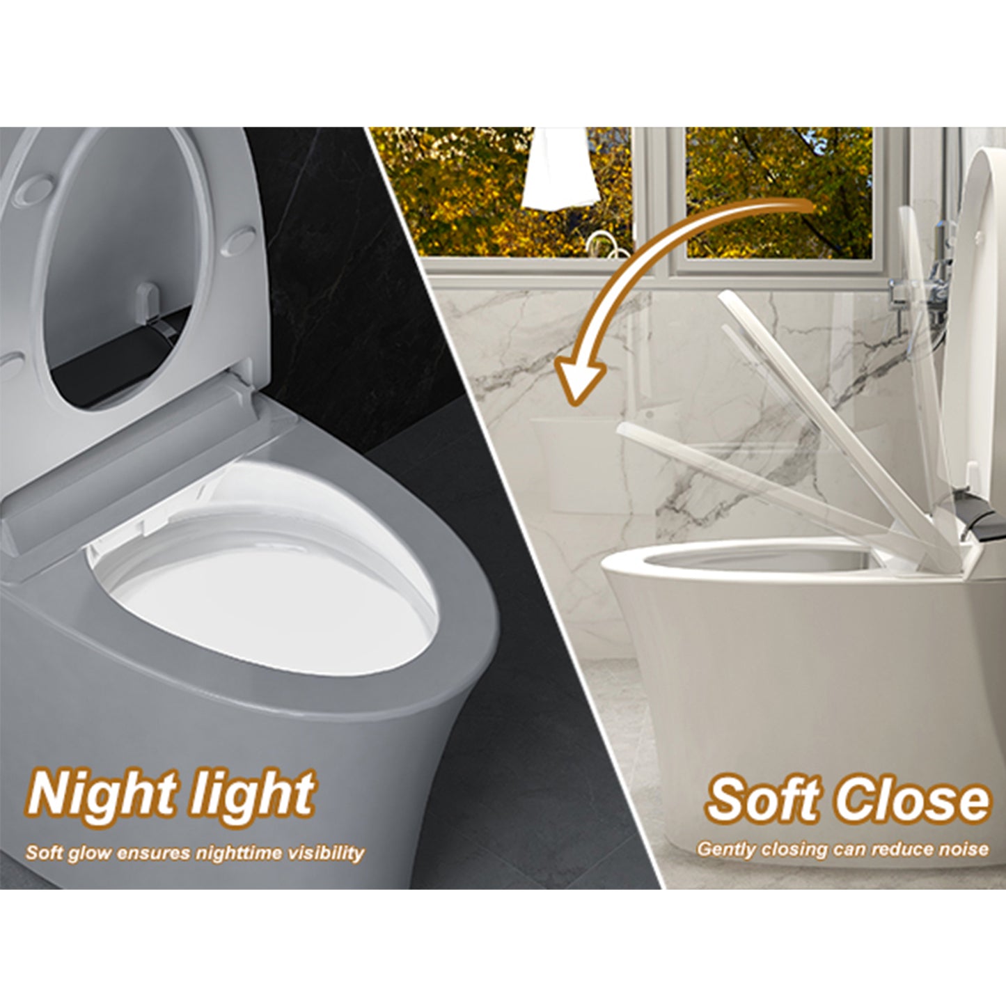 Modern Smart Toilet with Bidet Built in, Elongated Heated Toilet Seat with Tank, Instant Warm Water&Air Dryer, Detachable Nozzle, Foot Sensor Open/Close Lid, Auto Flushing (Standard)