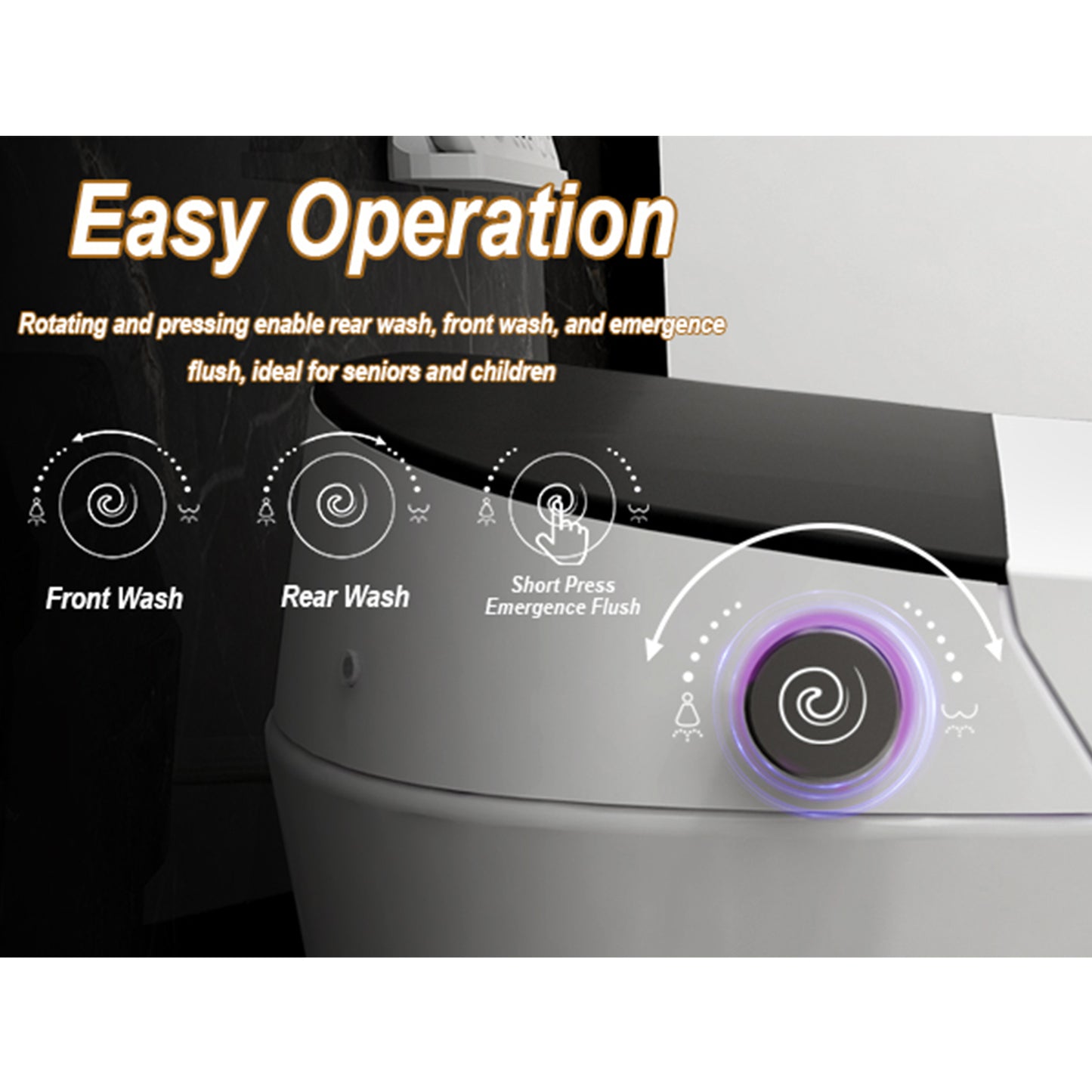 Modern Smart Toilet with Bidet Built in, Elongated Heated Toilet Seat with Tank, Instant Warm Water&Air Dryer, Detachable Nozzle, Foot Sensor Open/Close Lid, Auto Flushing (Standard)