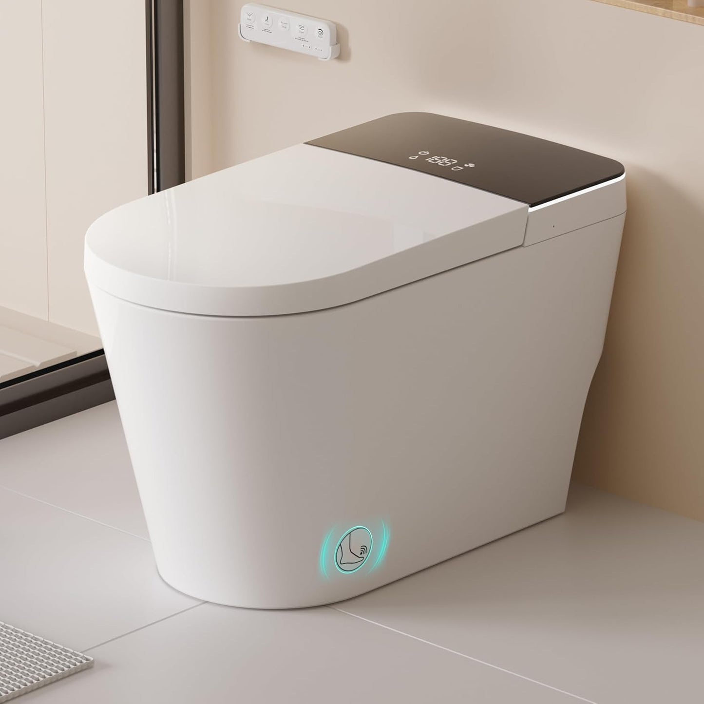 Heated Smart Bidet Toilet,1.28 GPF Water Efficient Elongated Toilet with Auto Flush, Warm Wash, Dryer, Foam Shield, Night Light