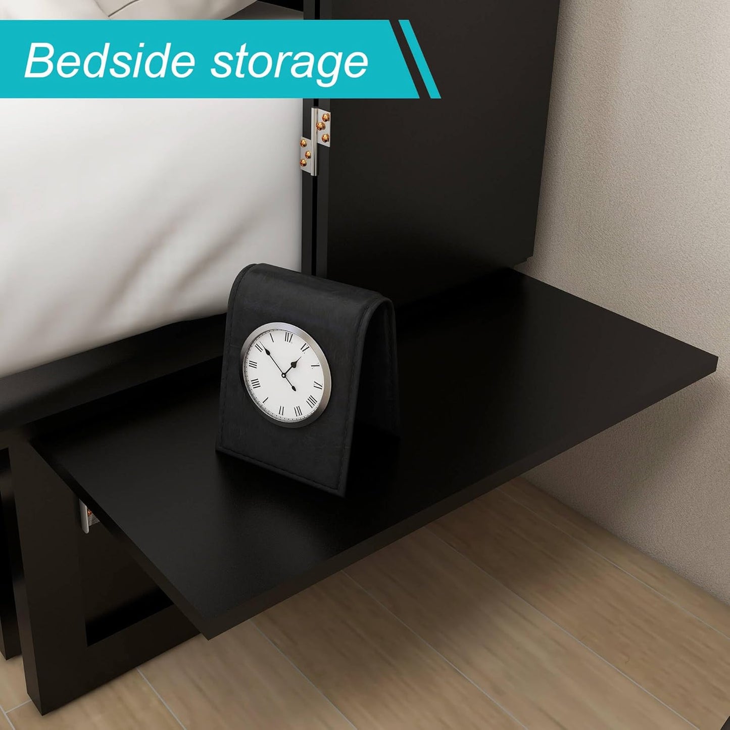 Murphy Bed Cabinet with Drawer Includes Storage Cabinet, MFC-7 Murphy Bed Twin Suit for Home Office or Small Room, Murphy Bed Full with Charging and USB Port, Black Twin Murphy Bed Cabinet Bed