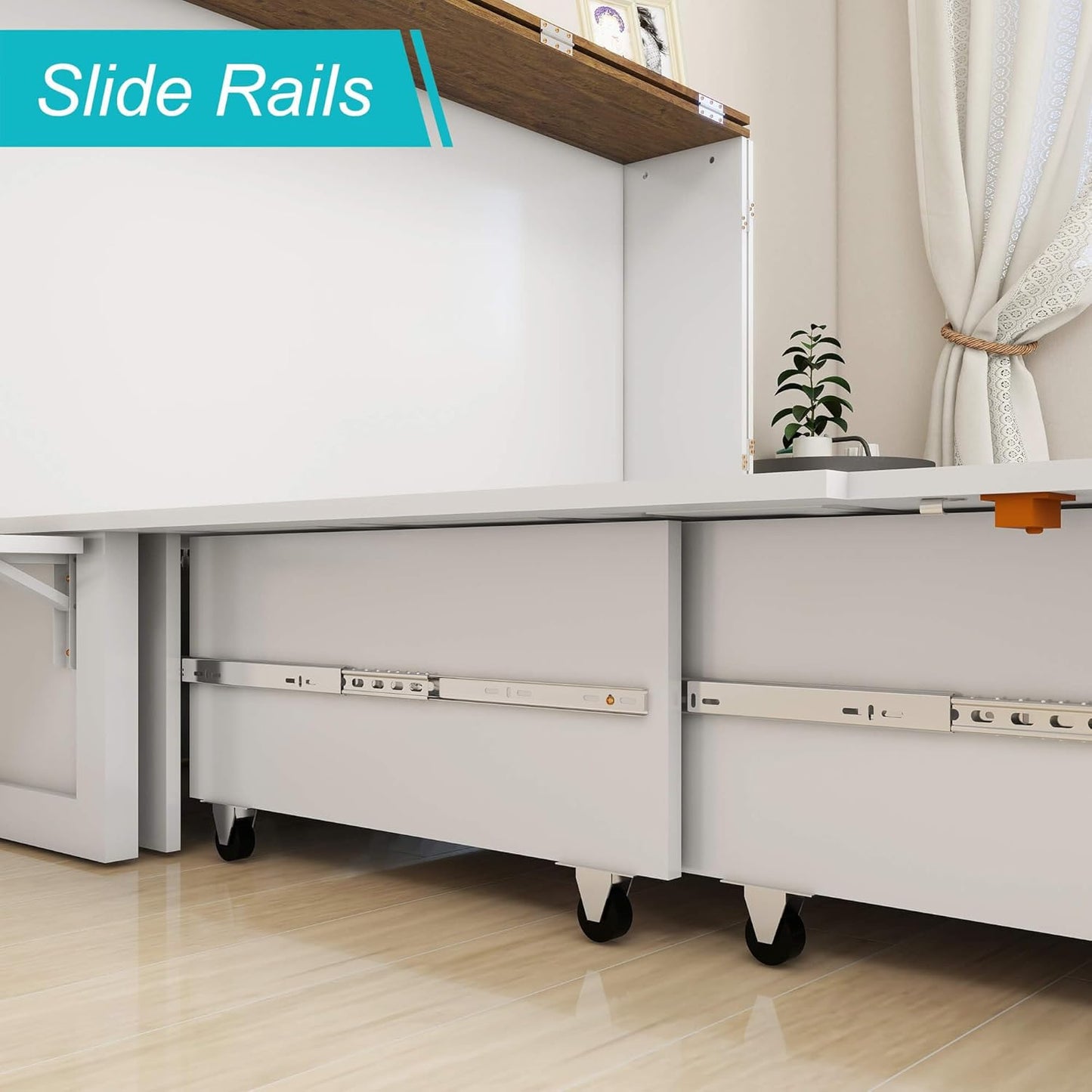 Murphy Bed Cabinet with Drawer Includes Storage Cabinet, MFC-6 Murphy Bed Twin Suit for Home Office, Murphy Bed Full with Charging and USB Port, Warm White Twin Murphy Bed Cabinet Bed, Guest Bed