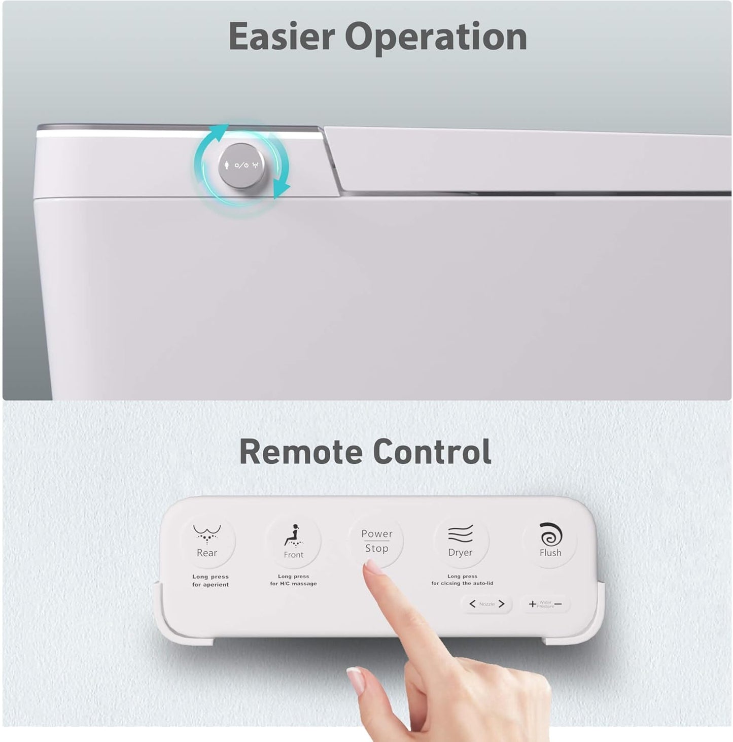 Heated Smart Bidet Toilet,1.28 GPF Water Efficient Elongated Toilet with Auto Flush, Warm Wash, Dryer, Foam Shield, Night Light