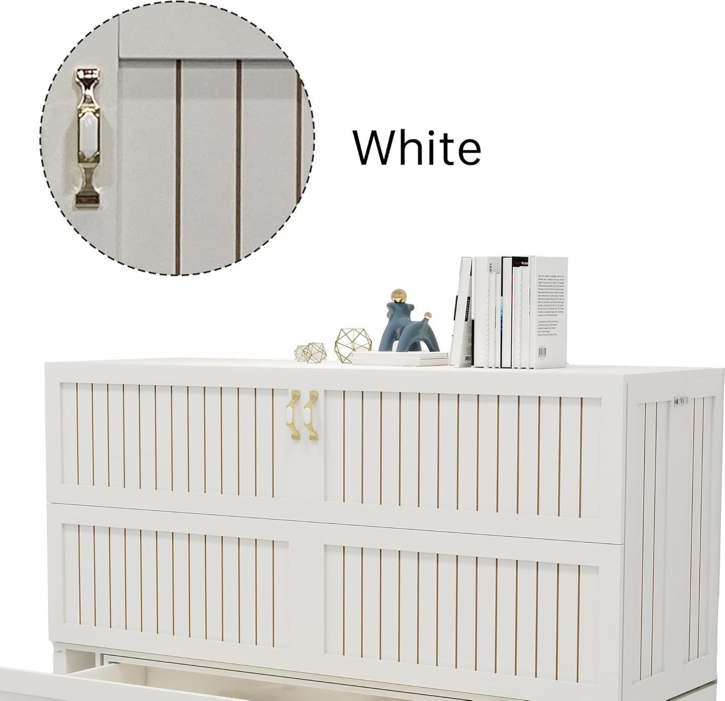 Queen Murphy Bed Cabinet with Storage Drawer and Shelves, MFC-10 White Queen Hideaway Murphy Bed Suit for Guest Room and Bedroom Living Room, Size is 82" L x 62" W x 41" H(NOT Included Mattress)