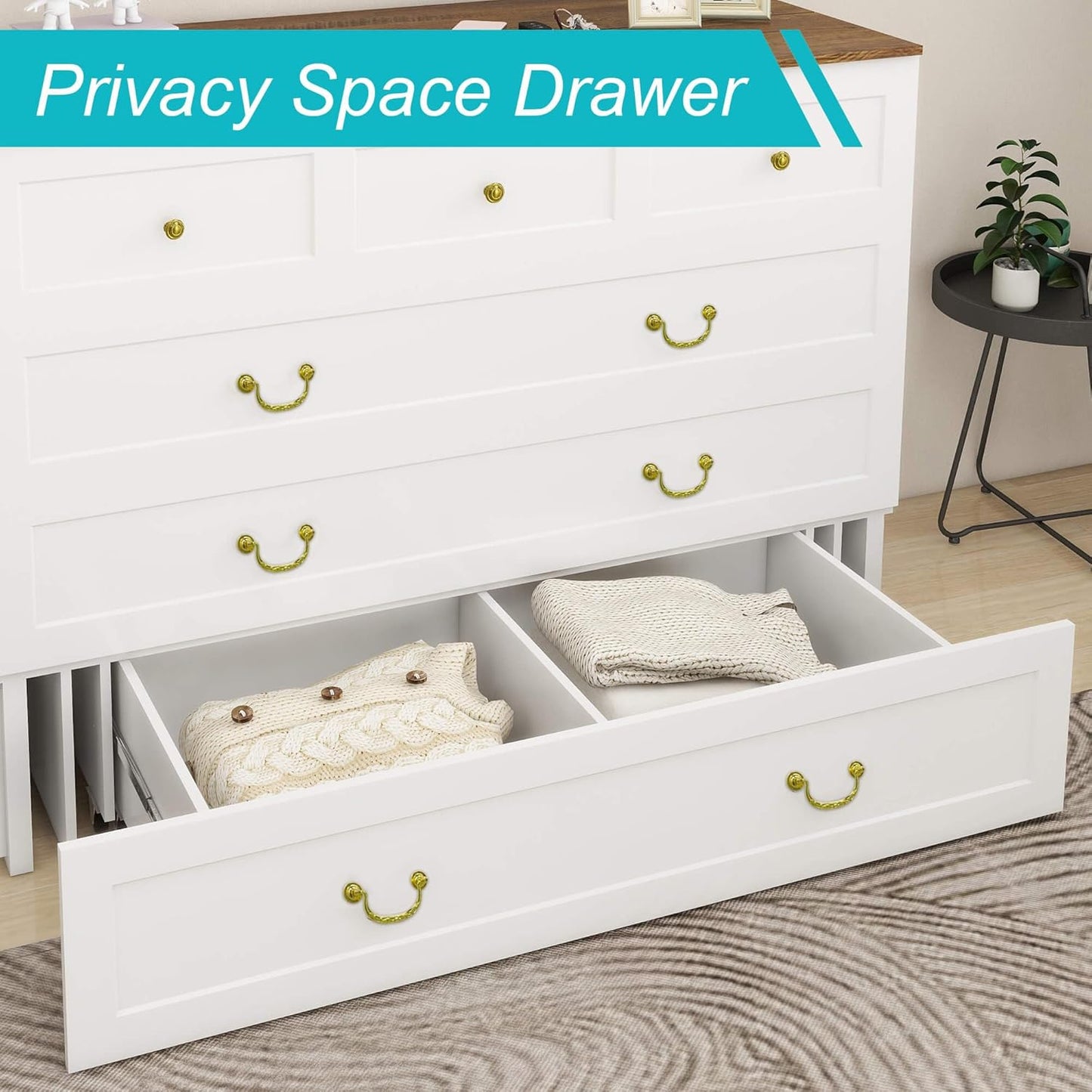 Murphy Bed Cabinet with Drawer Includes Storage Cabinet, MFC-6 Murphy Bed Twin Suit for Home Office, Murphy Bed Full with Charging and USB Port, Warm White Twin Murphy Bed Cabinet Bed, Guest Bed