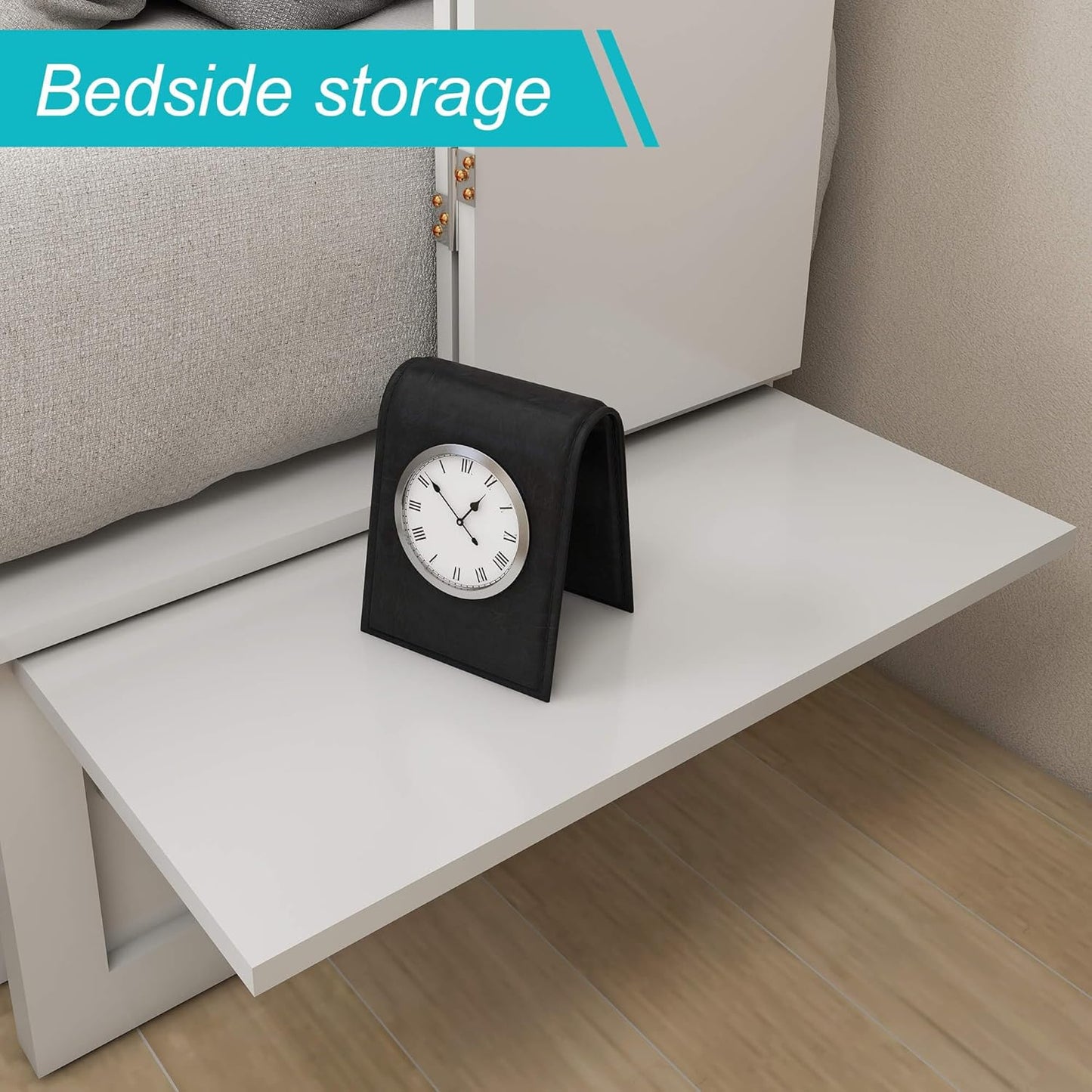 Murphy Bed Cabinet with Drawer Includes Storage Cabinet, MFC-6 Murphy Bed Twin Suit for Home Office, Murphy Bed Full with Charging and USB Port, Warm White Twin Murphy Bed Cabinet Bed, Guest Bed