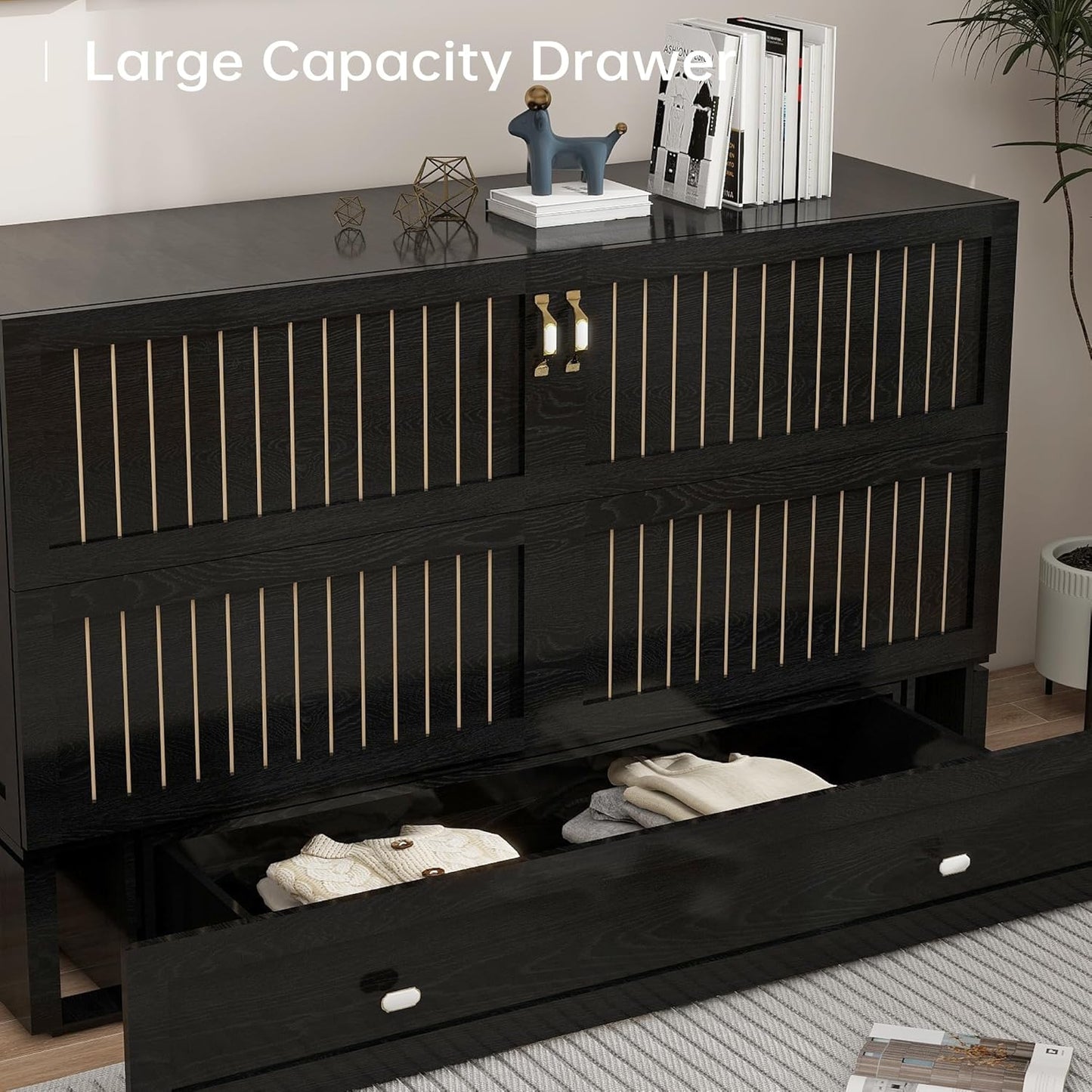 Queen Size MFC-11 Murphy Cabinet Bed with 2 Large Storage Drawers and Shelves Hidden Mobile Chest with Shelves Space Saving for Guest Room Bedroom, 82"x62"x41" Black (Mattress not Include)