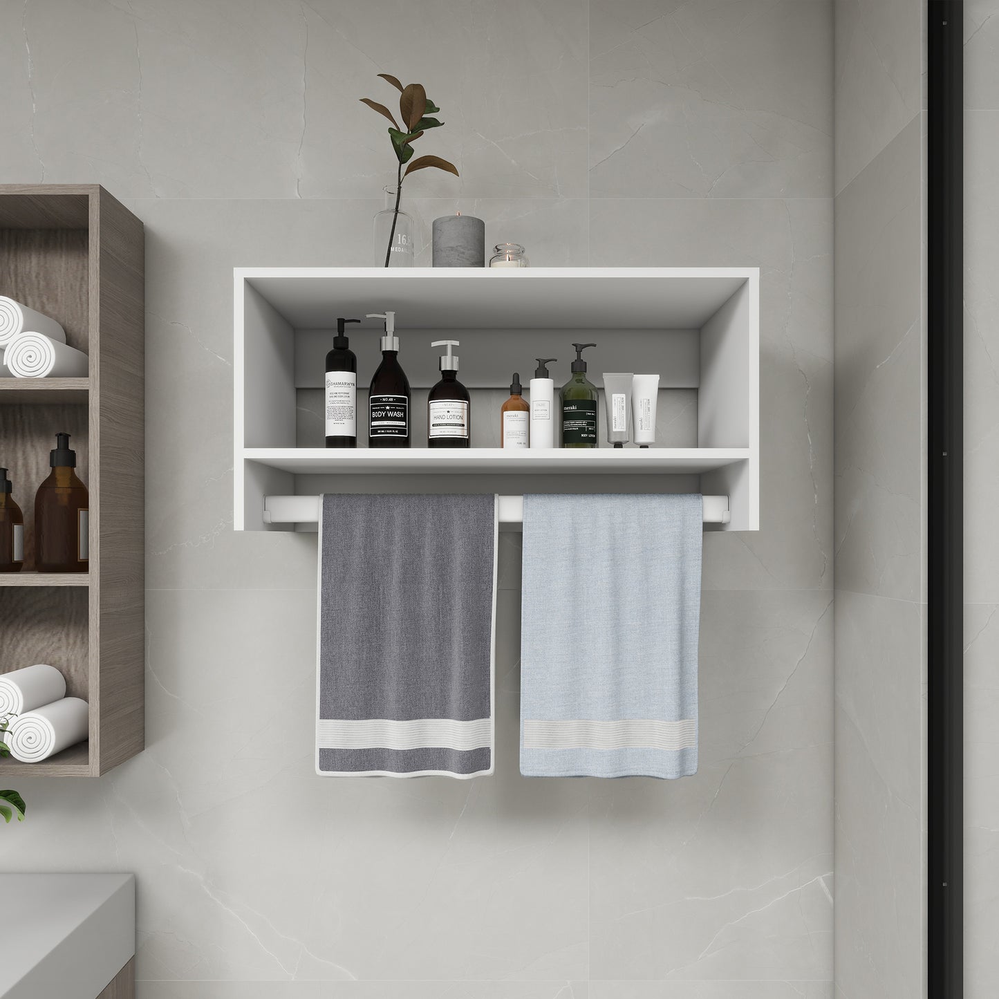 Bathroom Shelves,Modular Wood Closet System Clothes Organizer, Closet System with 2 Closet Shelves, Closet Organizer System, Walk in Closet Organizers and Storage, Closet Systems for Walk in Closets, Closet(32" W x 16" D x 16" H)