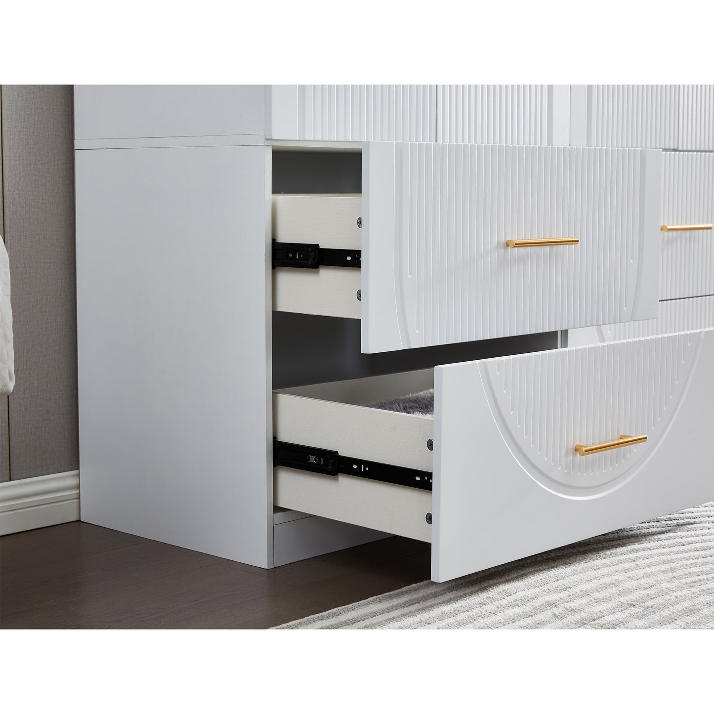 Tall Wardrobe Closet Cabinet with 4 Drawers and 4 Doors Ample Storage Capacity,Armoires and Wardrobes Wood with Hanging Rail White for Bedroom