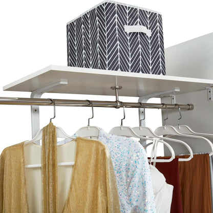 Closet Organizer System with Closet Shelves Wall Mounted, White Clothing Racks for Hanging Clothes, Clothes Organizer with Closet Drawers, Wooden Wardrobe Closet System with Hanging Rod