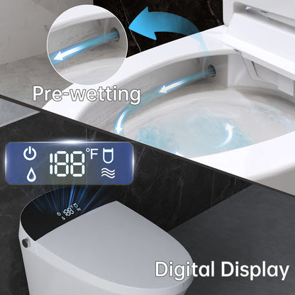 Modern Smart Toilet with Bidet Built in, Elongated Heated Toilet Seat with Tank, Instant Warm Water&Air Dryer, Detachable Nozzle, Foot Sensor Open/Close Lid, Auto Flushing (Standard)