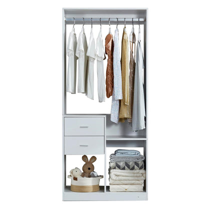 GreyCloset System: Walk-in Closet Organizer System with 4 Drawers Closet Kit with Shelves Hanging Rod Metal Handles Built-in Storage Organization 31.5"W x 15.7"D x 70.8"H